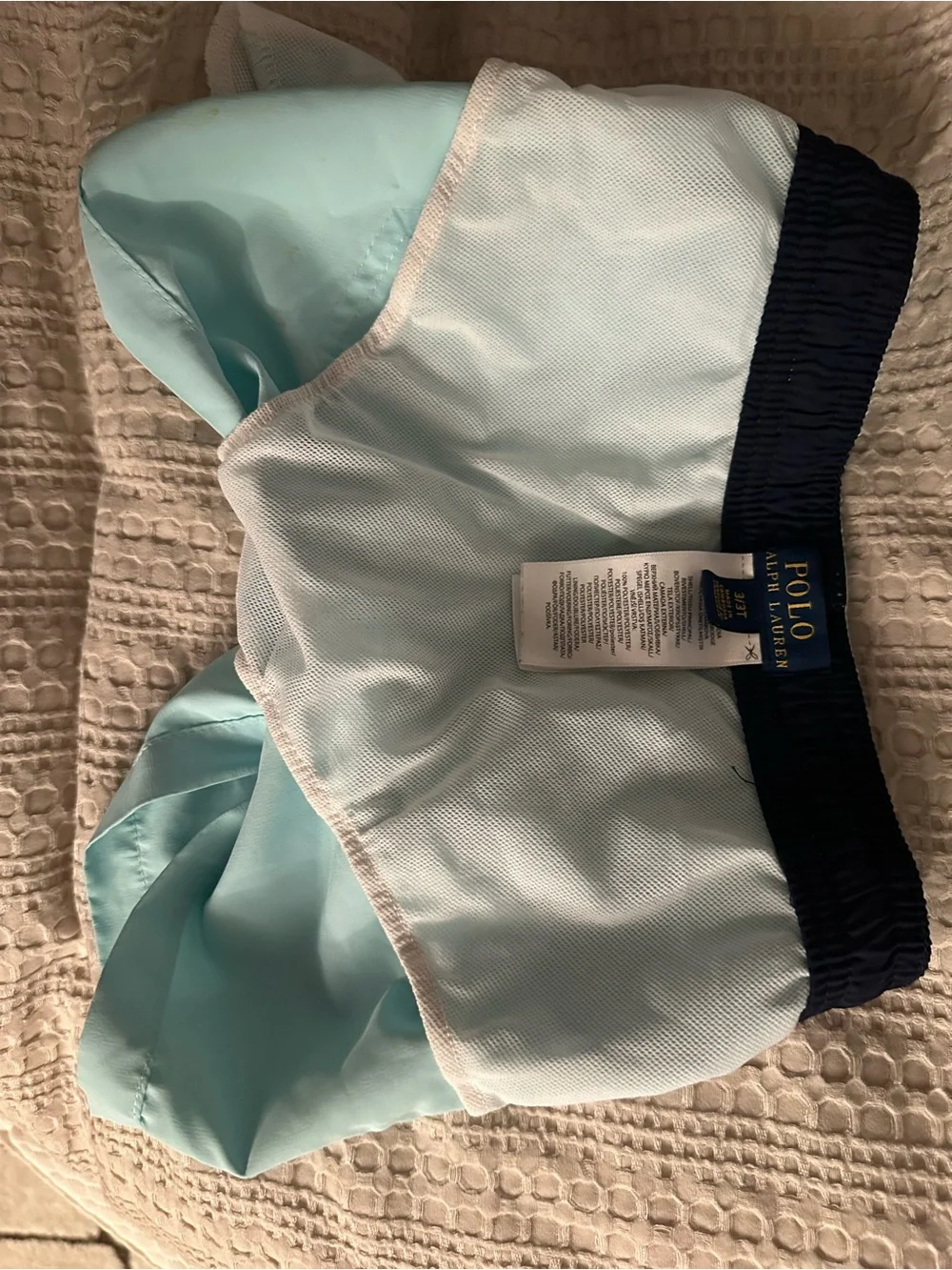🐎Polo by Ralph Lauren boys Light Aqua Drawstring swim trunks